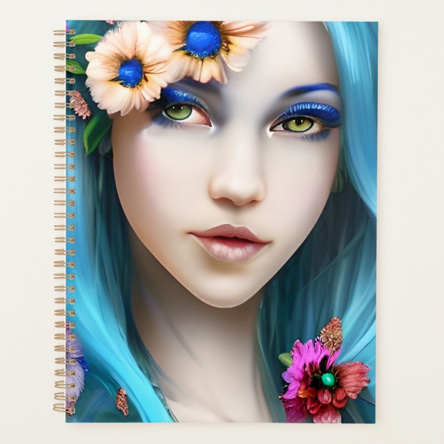 Femme éthérée avec des fleurs dans ses cheveux ble (Devant)