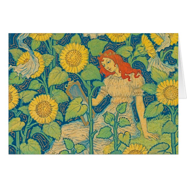 Femme-fille de fleurs dans le jardin de tournesol (Devant horizontal)