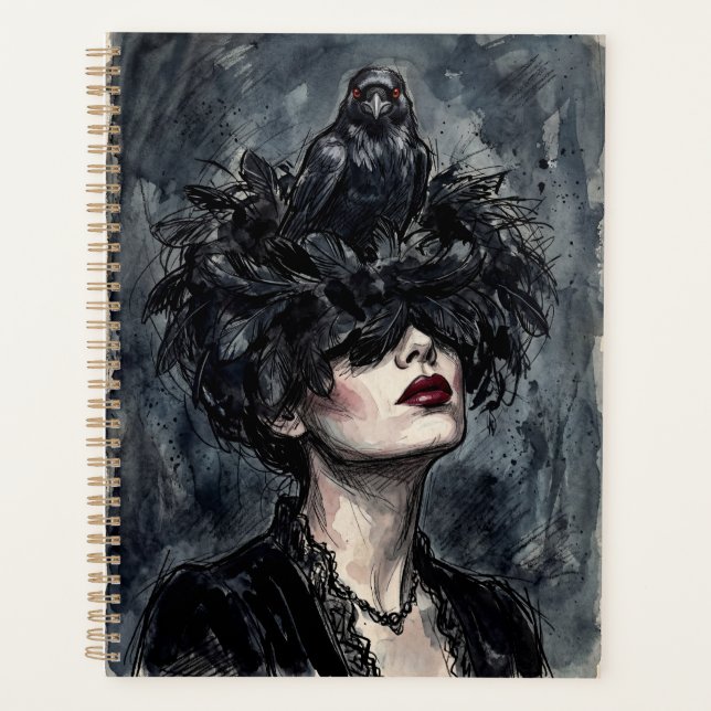 Femme gothique avec planificateur corbeau (Devant)