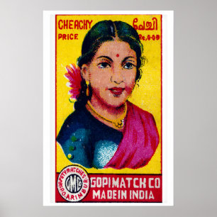 Femme indienne en sari rose - Impression de boîte
