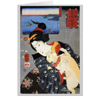 Femme japonaise tenant un chat