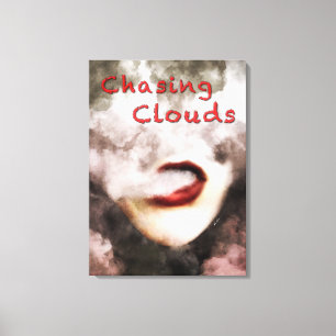 Femme Lèvres Nuages Vape Grunge Enveloppé Toile