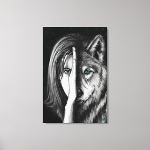 Femme Loup - Toile d'art émotion - Peinture