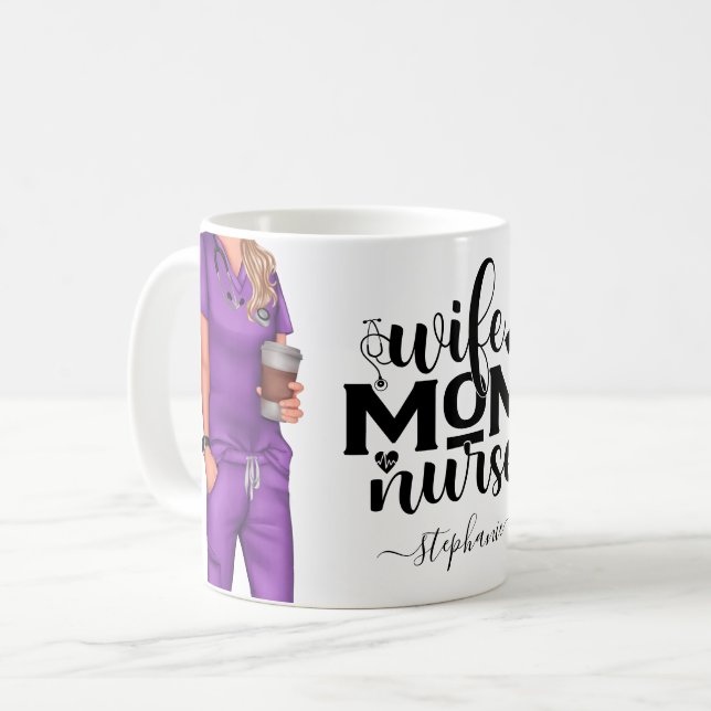 Femme Maman Infirmière Personnalisée Café Mug (Devant gauche)