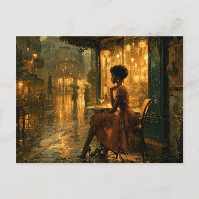Femme Noire à Paris Carte Postale d'Art (Devant)