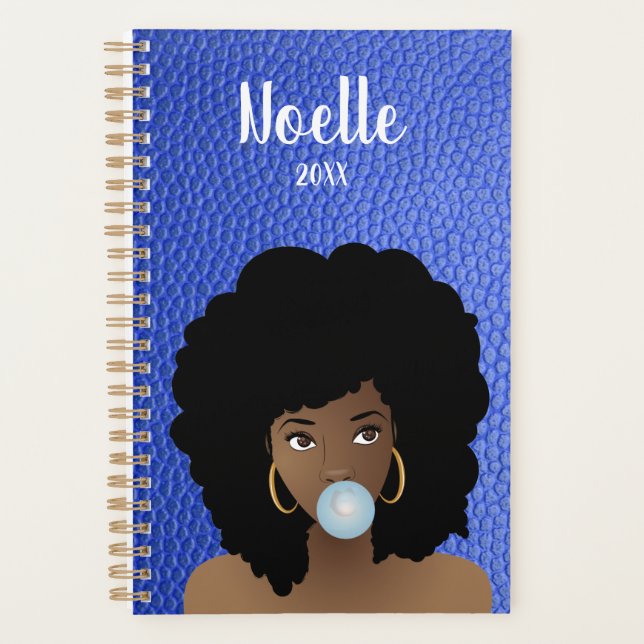Femme noire, Bubblegum, Cuir bleu Faux (Devant)