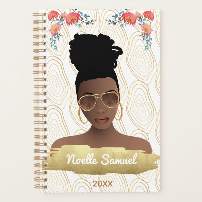 Femme noire, Fleurs Whimsical Formes Or (Devant)