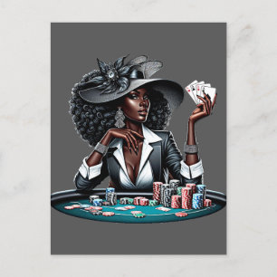 Femme noire Jeux Casino Cartes Poker Chips Art