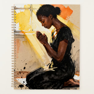 Femme noire priant Art abstrait à l'impaasto