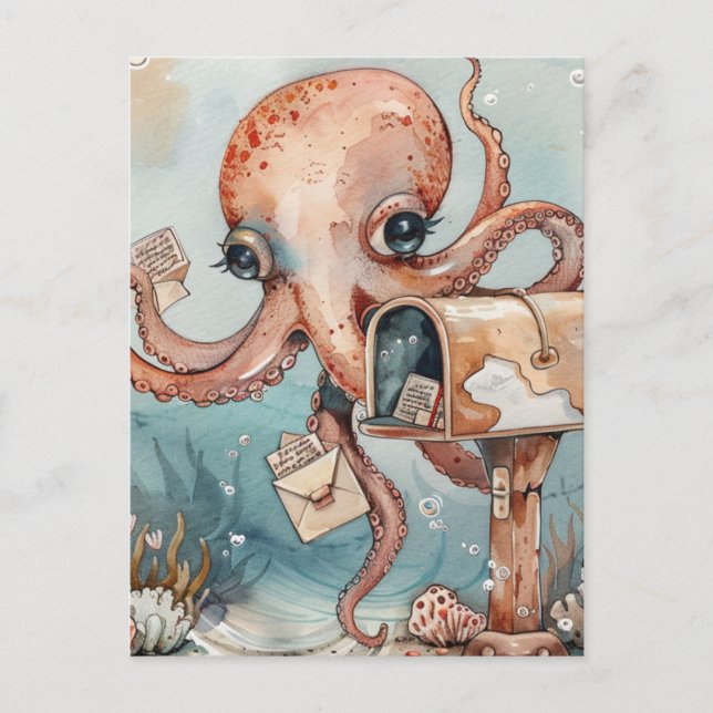 Femme Octopus Obtenir la carte postale (Devant)