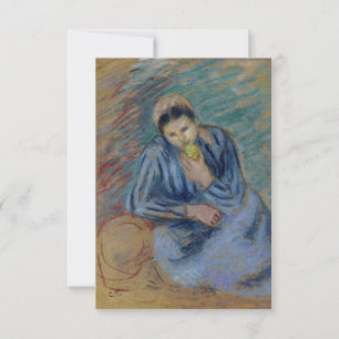 Femme paysanne assise qui coule une pomme