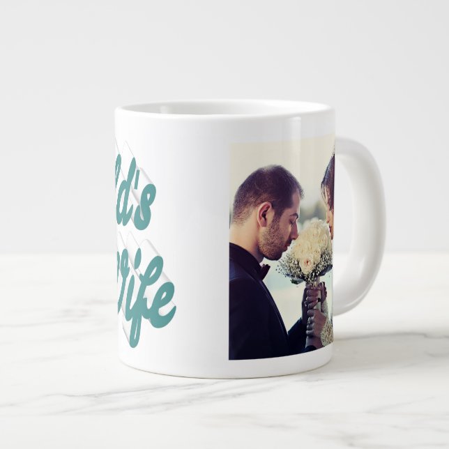 Femme Photo texte vert Giant Café Mug (Devant droit)