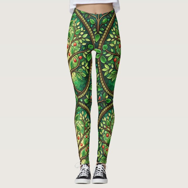 Femme portant des leggings vibrants avec un motif  (Devant)