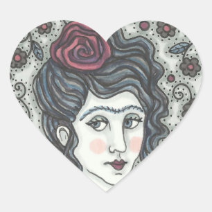 FEMME, ROSE GOTHIQUE STICKERS BILLETS BILLETS DE C