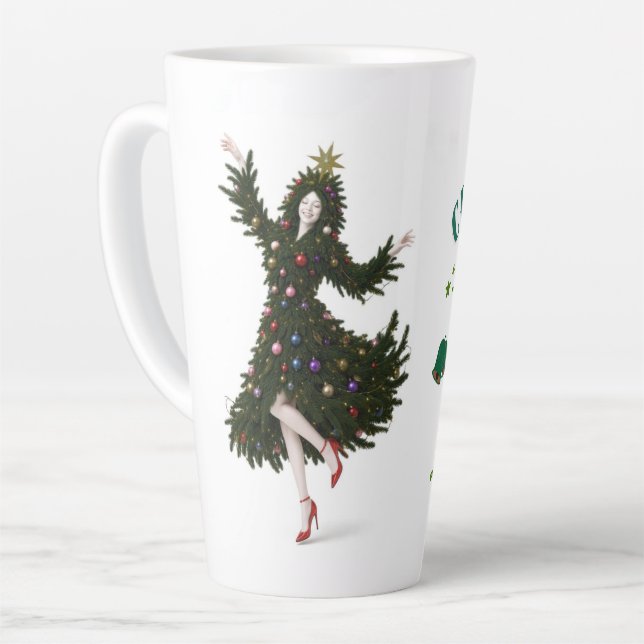 femme sapin de Noël mug (Angle gauche)