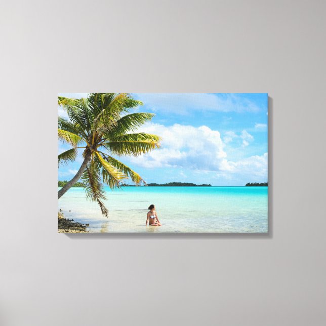 Femme sous un palmier dans la toile du Pacifique (Recto)