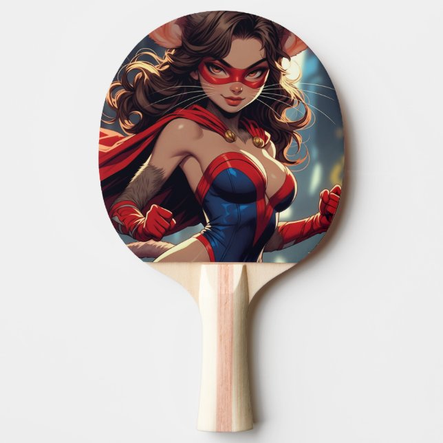 Femme SuperMouse raquette de ping pong noir dos (Devant)