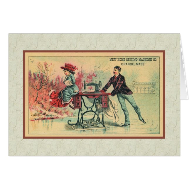 Femme sur machine à coudre sur glace (Devant horizontal)