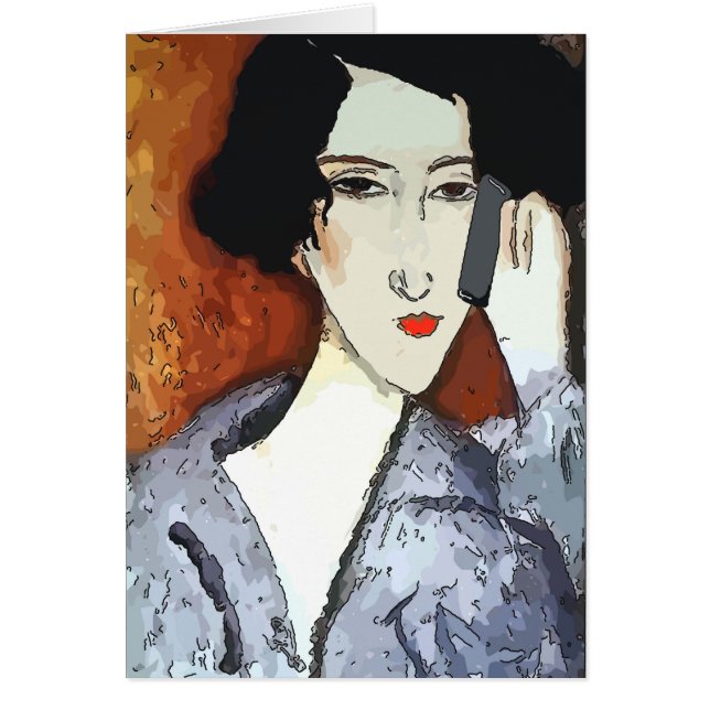 Femme sur téléphone portable Abstrait 4 (Devant)