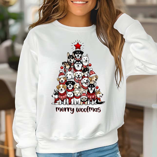Femme Sweatshirt de Noël Chien Mama Woofmas (Créateur téléchargé)