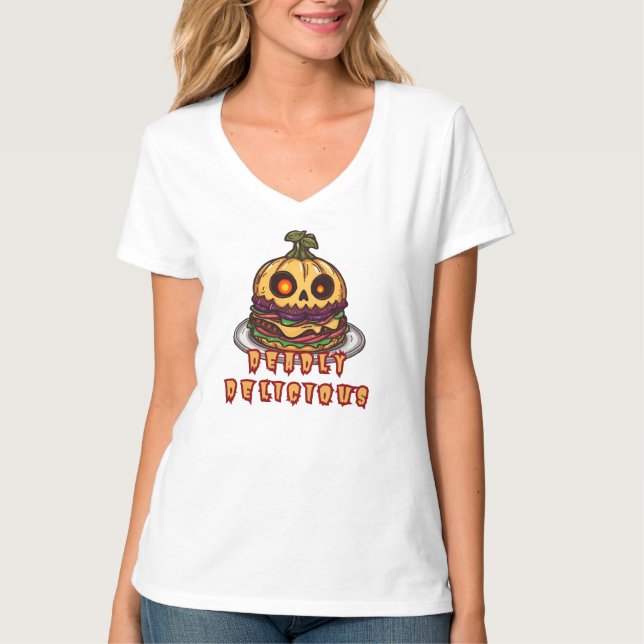 Femme t-shirt Burger Citrouille d'Halloween (Devant)