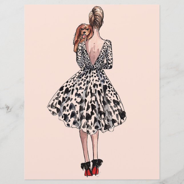 Femme tenant une illustration de mode pour chien (Devant)