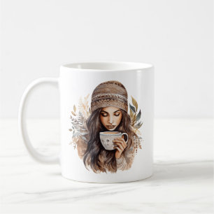 Femme tenant une tasse de café Illustration Hiver