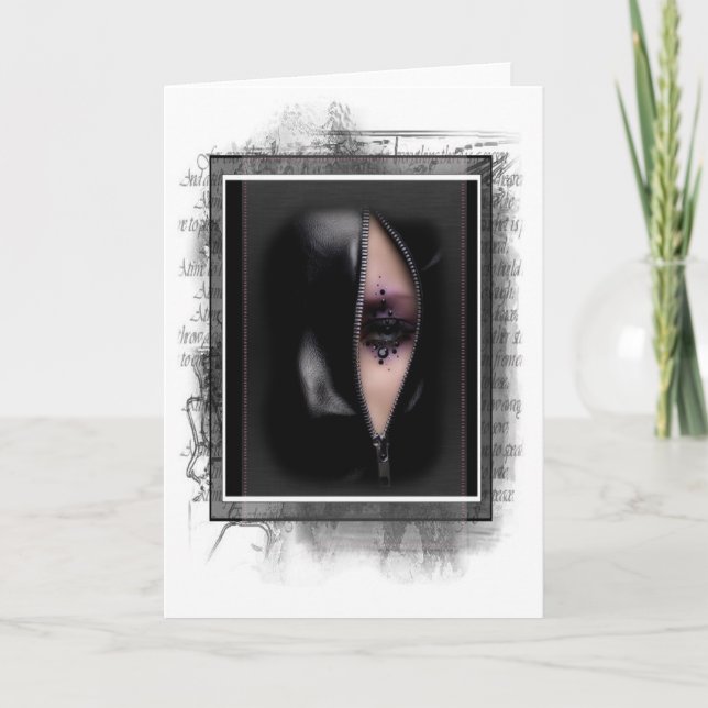 Femme unique en Zipper Grunge Carte de voeux (Devant)