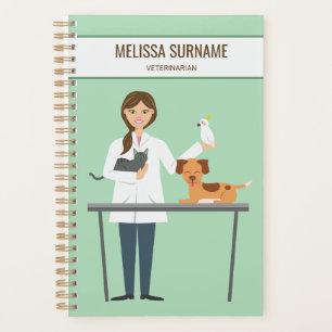 Femme vétérinaire avec des animaux et texte person