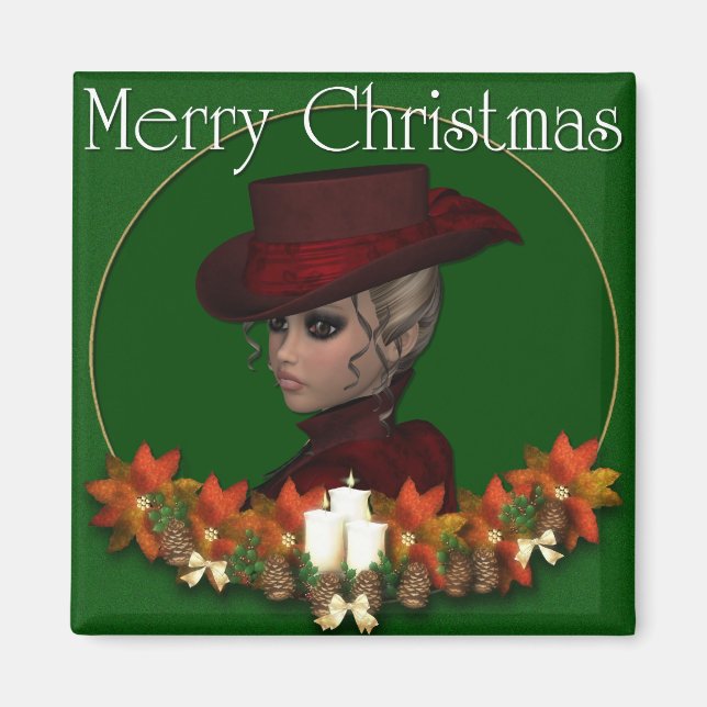 Femme victorienne 1 - Joyeux Magnet de Noël (Devant)