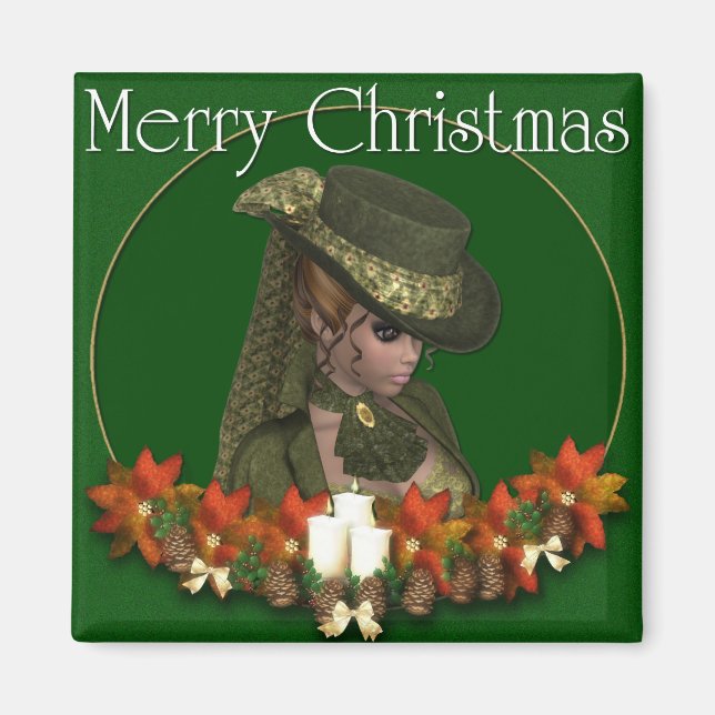 Femme victorienne 2 - Joyeux Magnet de Noël (Devant)