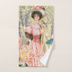 Femme victorienne florale rose Régence