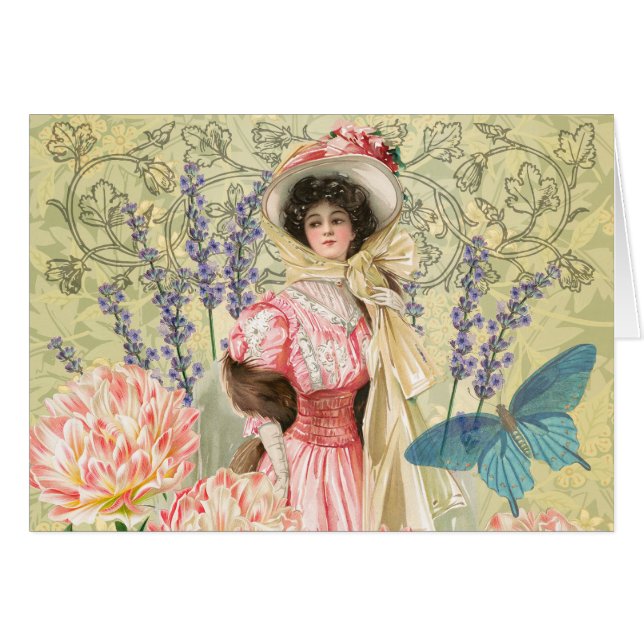 Femme victorienne florale rose Régence (Devant horizontal)