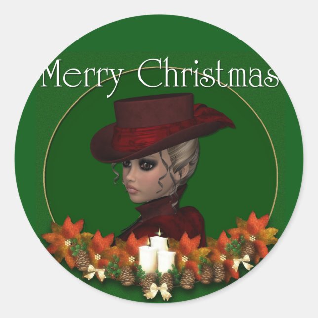 Femme victorienne - Joyeux Stickers de Noël (Devant)