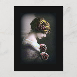 Femme vintage en noir carte postale