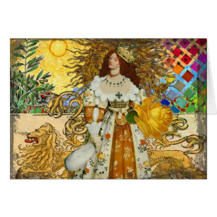 Femme Vintage Soleil Doré : Art Collage Zodiaque L