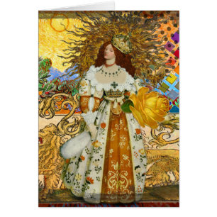 Femme Vintage Soleil Doré : Art Collage Zodiaque L