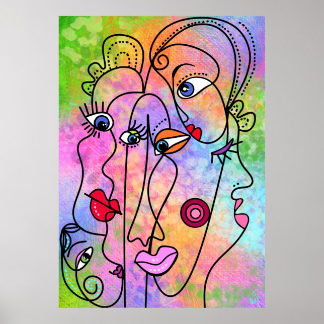 Femmes Abstraites face aux humeurs Poster Cubism S (Devant)