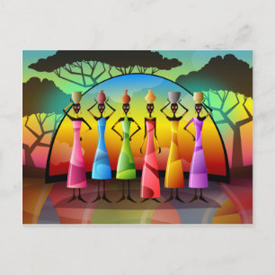 Femmes Africaines Avec Carte Postale