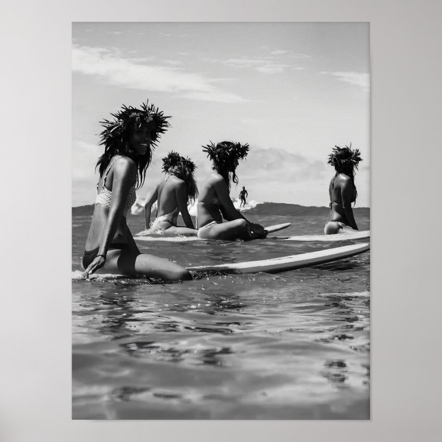 Femmes Afro-Américaines Impression de Surf, Noir e (Devant)