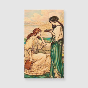 Femmes Art Nouveau lisant au bord de la mer 
