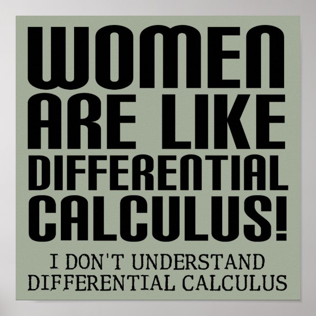 Femmes Calculs différentiels Funny Poster signe (Devant)