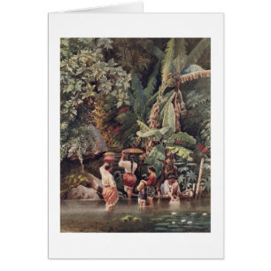 Femmes de Philippino lavant sous un bananier, 18