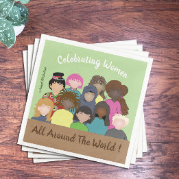 Femmes en fête, 8 mars, serviettes en papier