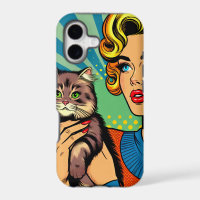 Femmes et chat de l'art pop dessin animé personnal