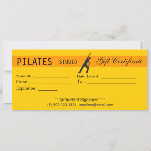 Femmes Fitness Pilates Certificat Cadeau Cadeaux O