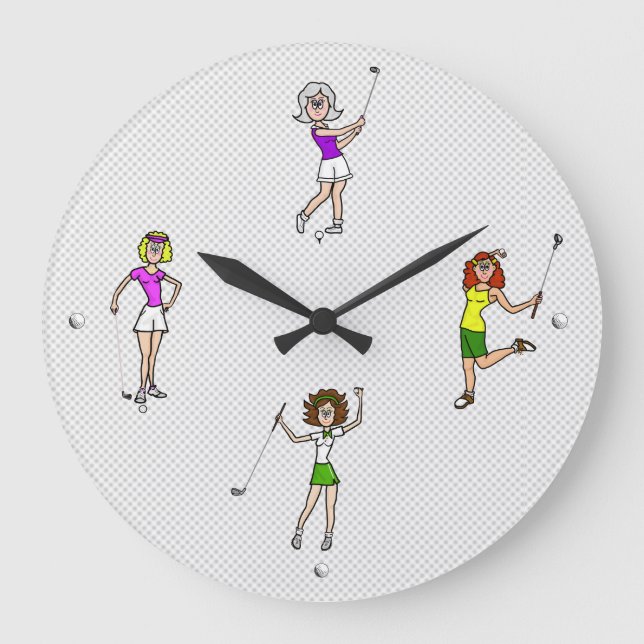 Femmes Golfeurs amusant Mur Horloge (Recto)