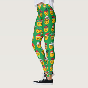 Femmes Leggings verts de Noël   Emoji Leggings