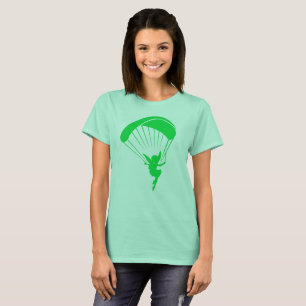 Femmes vertes de T-shirt de lutin de parapentisme