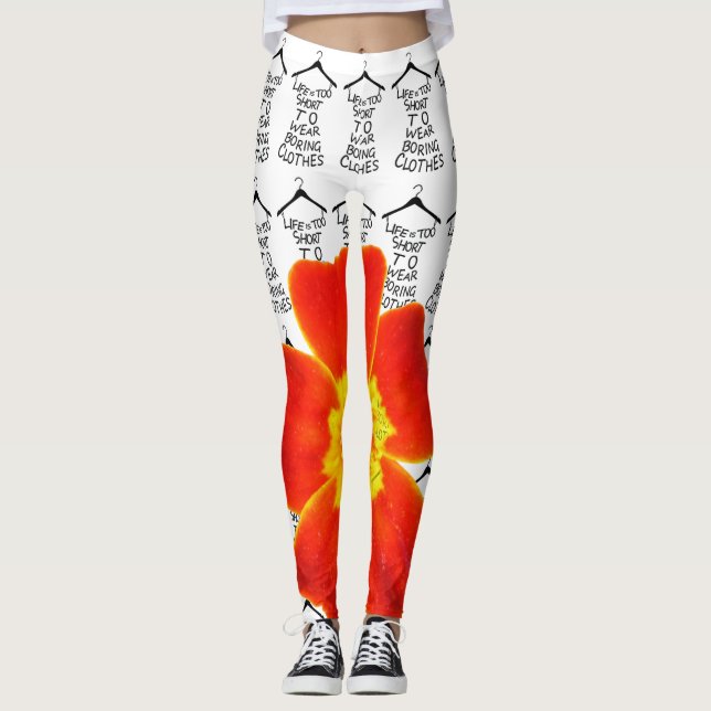 Femmes Yoga Stretch Leggings Orange Flower (Devant)